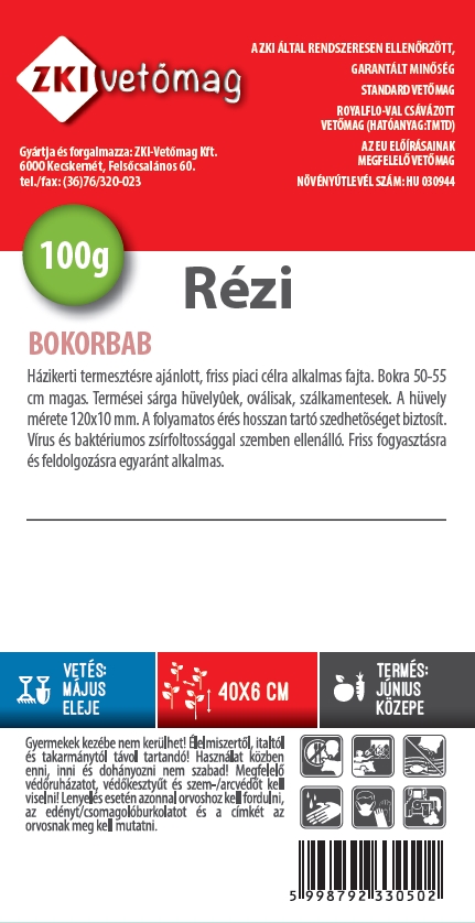 Sárgahüvelyű bokorbab Rézi 100g ZKI