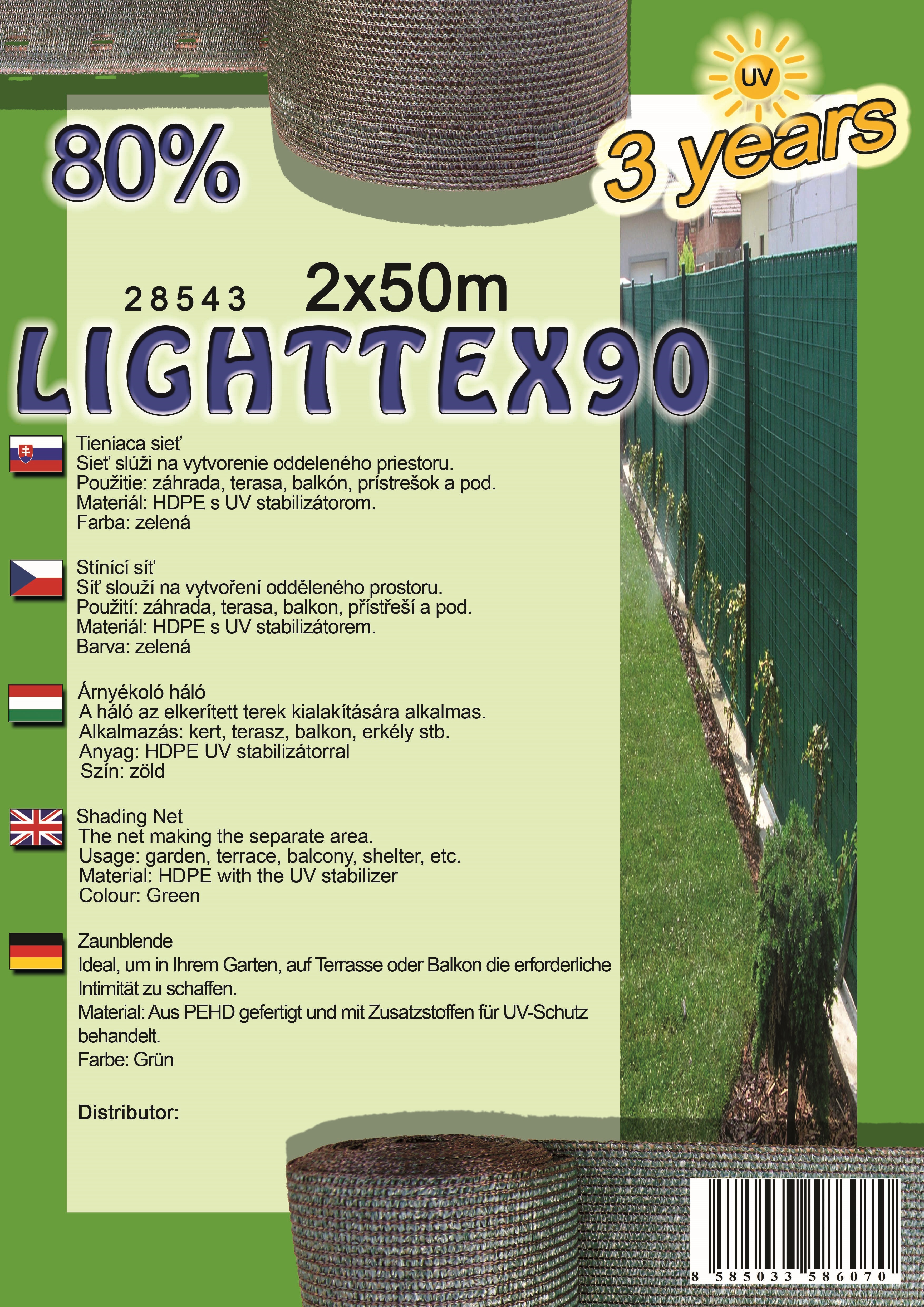 Fence mesh LIGHTTEX90 2X50 m green 80%