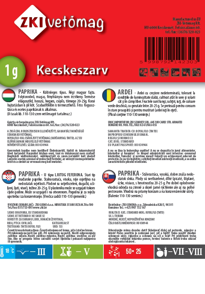 Étkezési paprika Kecskeszarv 1g ZKI