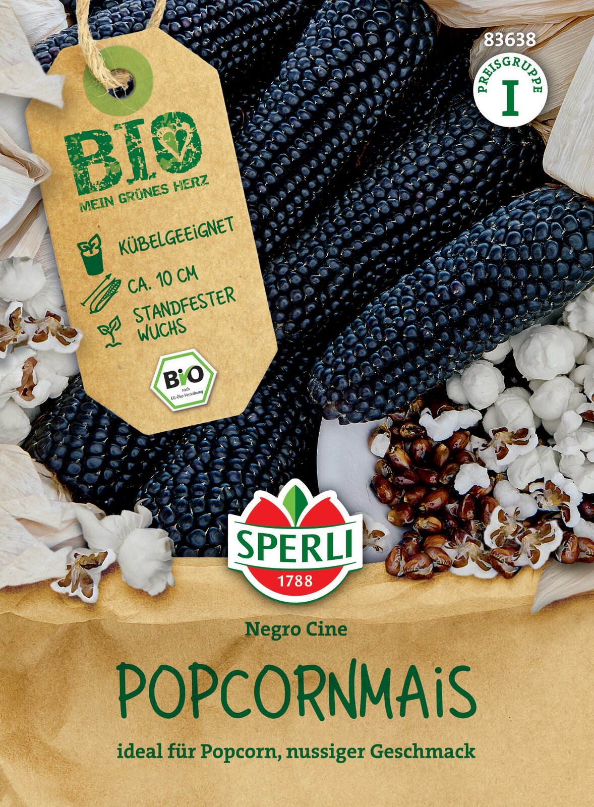 Organic popcorn Negro Cine Sperli approx. 30 kernels