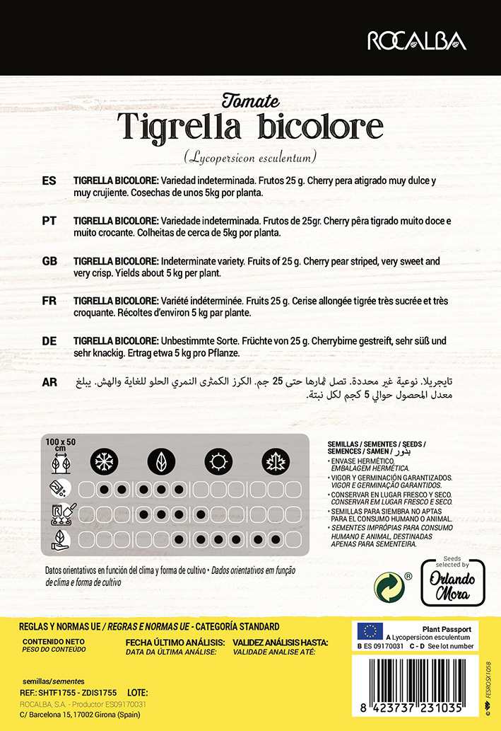 Tomatoes Tigrella Bicolore (Farmer) Rocalba 8 seeds