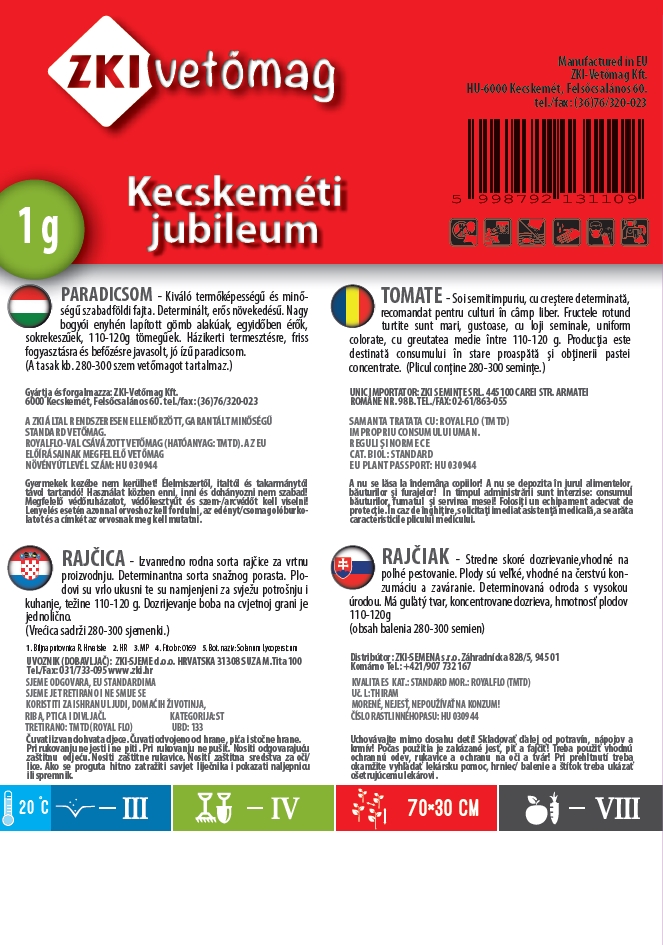 Tomato Kecskemét jubilee 1g ZKI