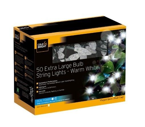 String lights Gardman, 50 extra large bulbs, colour 10,02 m