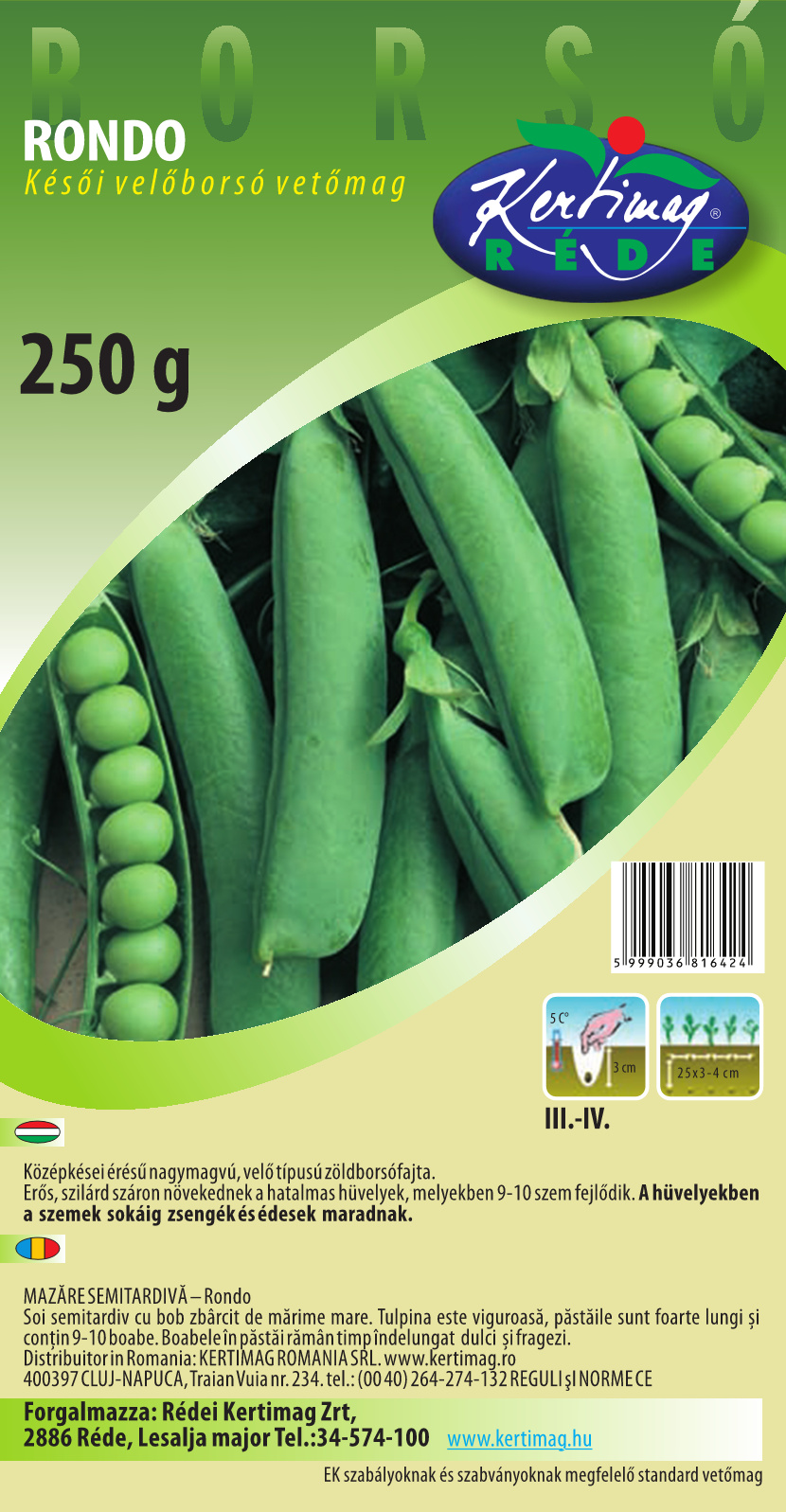 Green pea marrow Rondo 250 g