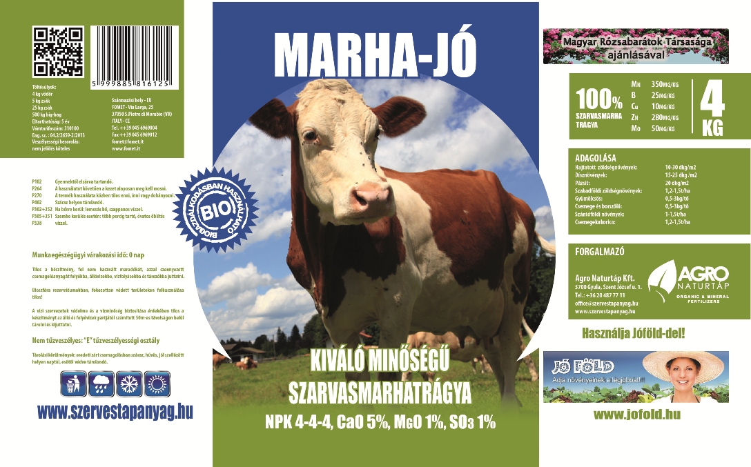 Marha-Jó pelletált szarvasmarha trágya 4 kg