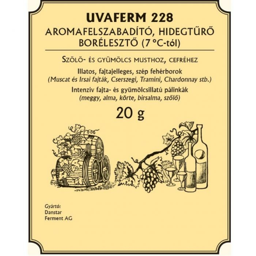 Uvaferm 228 Aromafelszabadító hidegtűrő borélesztő 20 g