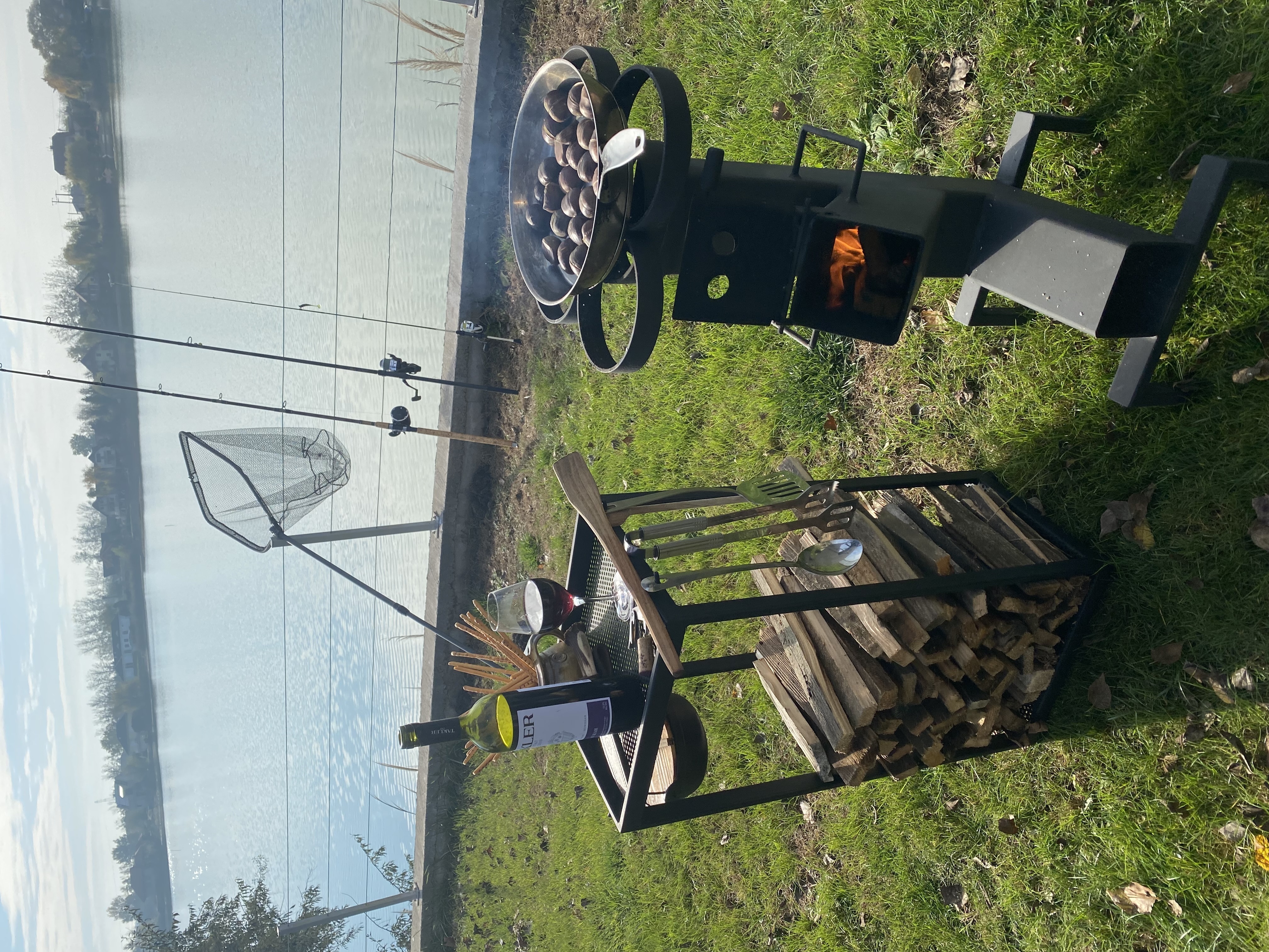 Garden oven and stove with storage rack