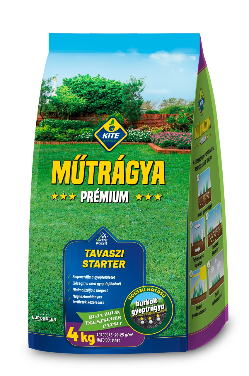 KITE Prémium Tavaszi indító gyeptrágya (28-5-10+2 Mg) 4 kg