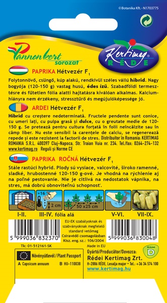 Étkezési paprika Hétvezér F1 20 szem