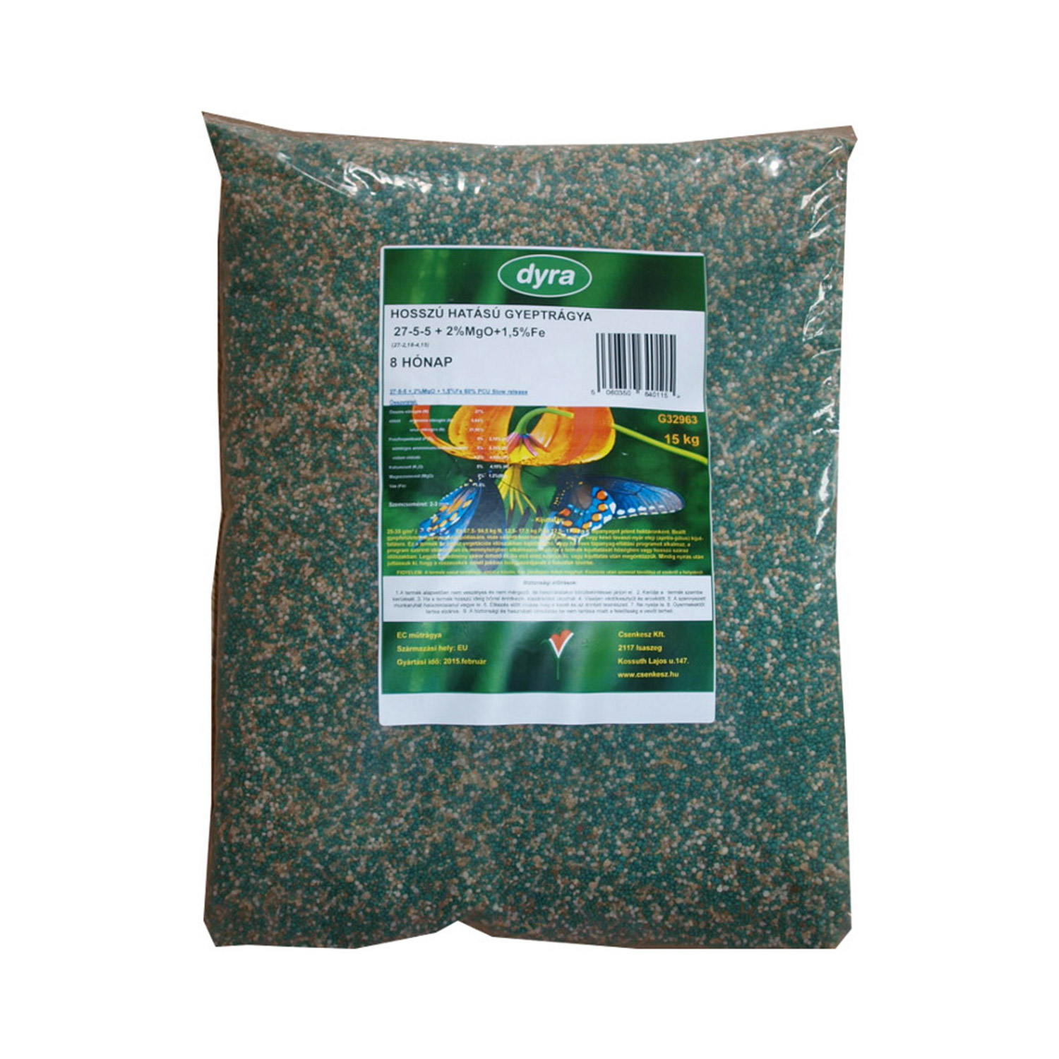 Dyra Long acting lawn manure (27-5-5+2MgO+1,5 Fe) 8 months 15 kg