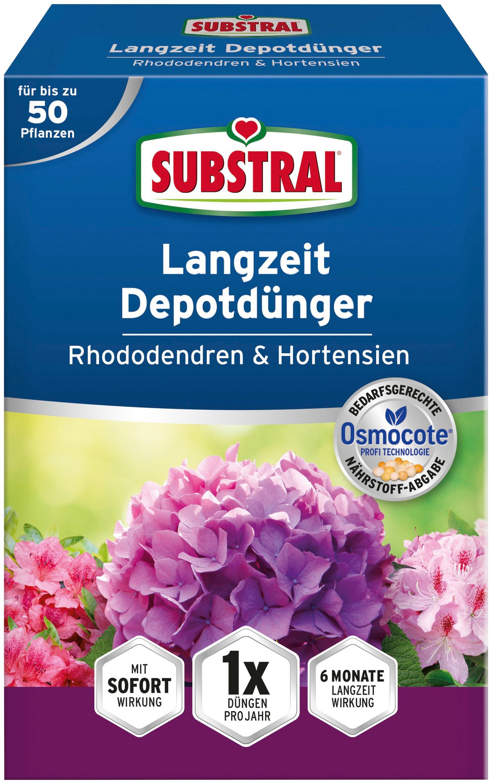 Substral Osmocote long-lasting fertilizer for rhododendron, hydrangea, heather 0,75 kg