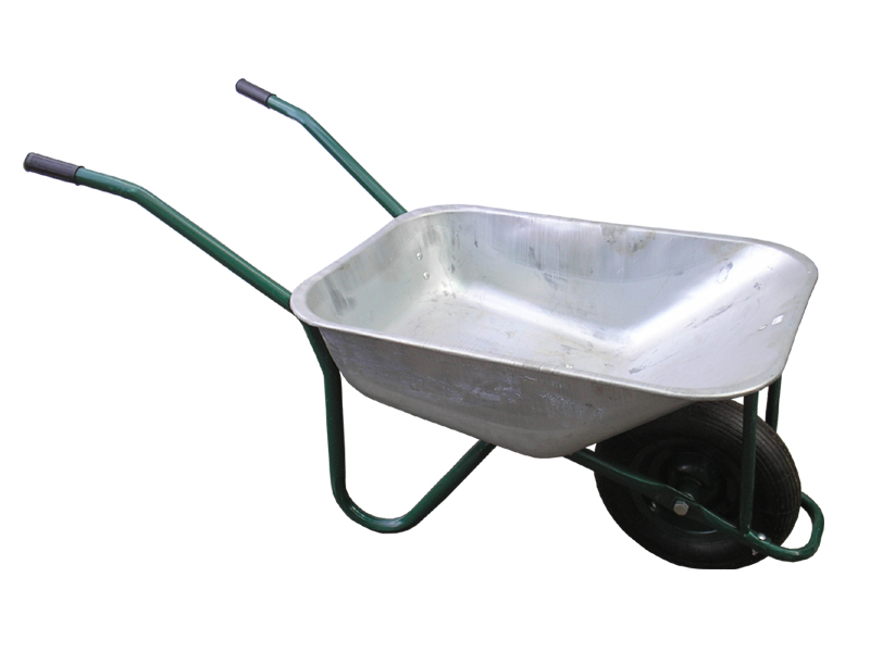 Galvanized wheelbarrow