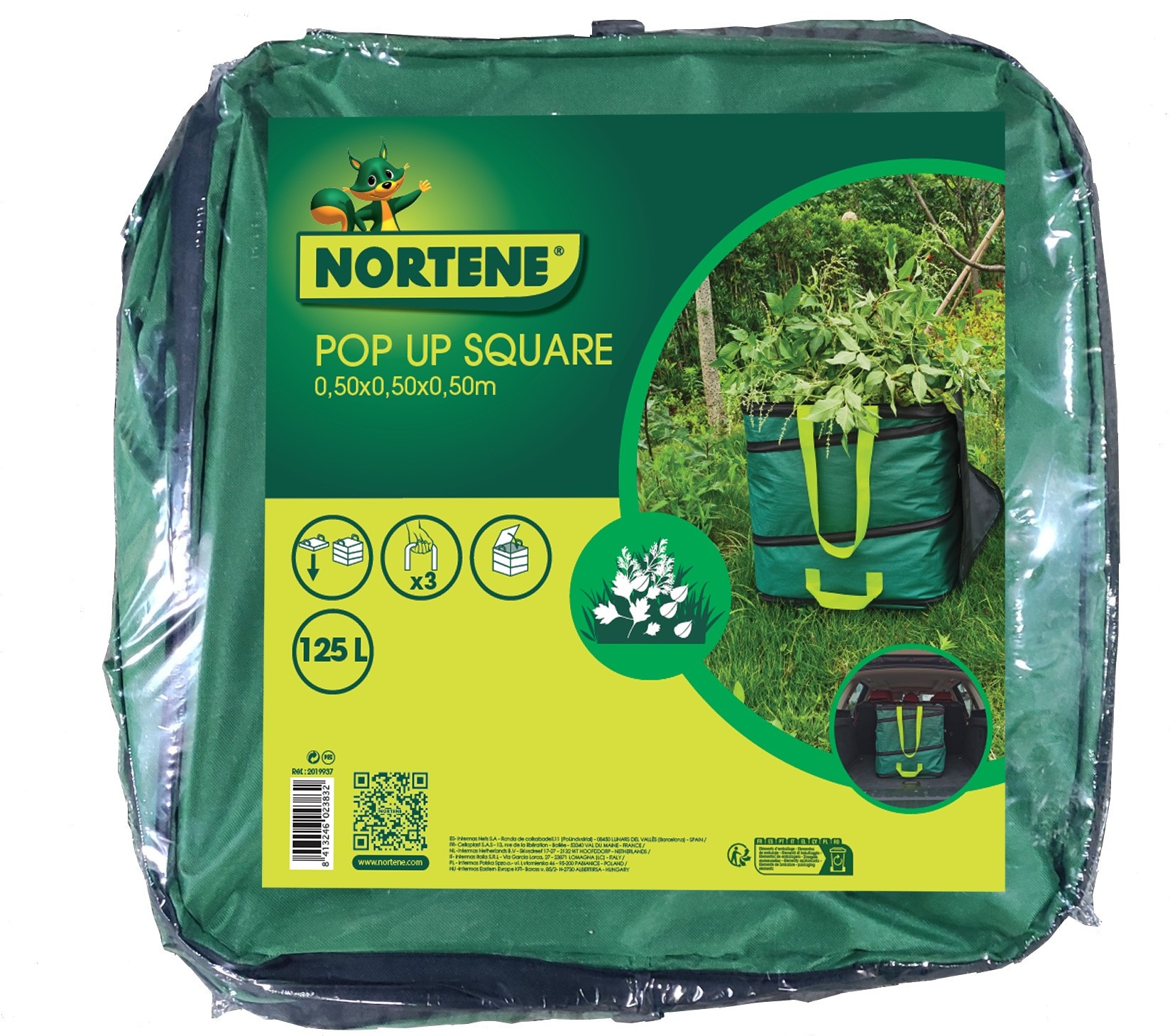 Square pop-up leaf bag POP UP SQUARE green 125 l (50x50x50cm)