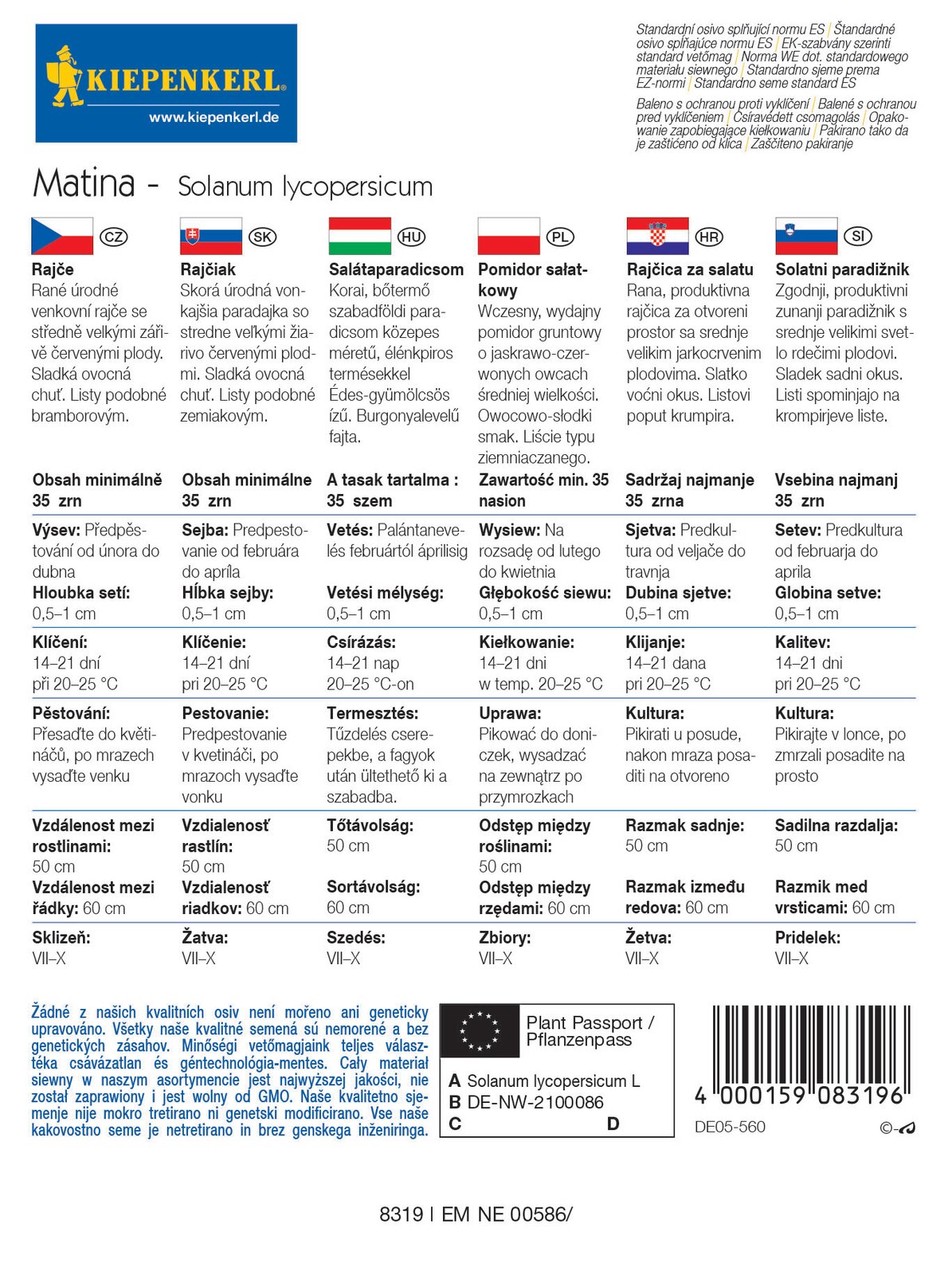 Salátaparadicsom Matina Kiepenkerl kb. 35 db mag