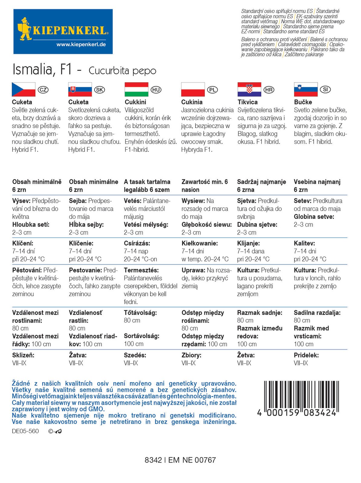 Cukkini Ismalia F1 Kiepenkerl Kb. 6 db mag