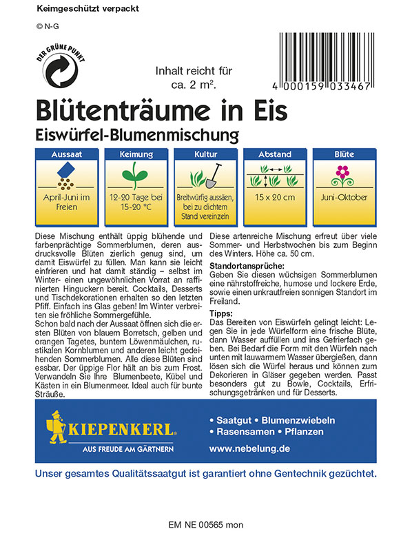 Jégkockába rakható, ehető virágok Kiepenkerl kb. 2 m2-re