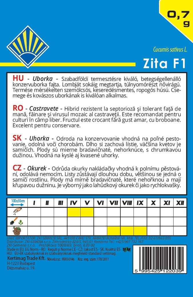 Uborka (konzerv) Zita F1 BK 0,7g