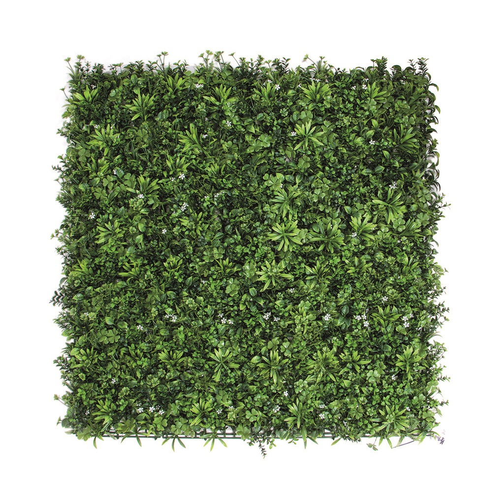 Green wall with jasmine leaves VERTICAL JAZMIN green- white 1 x 1 m